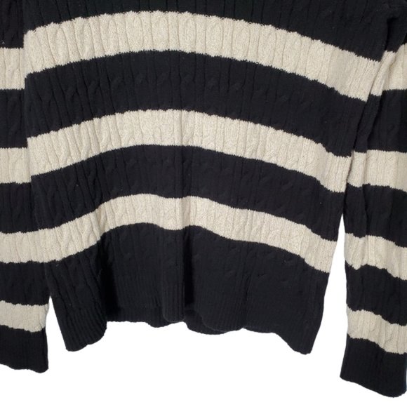 Charter Club Metallic Cable Knit Sweater Striped Casual Dressy Cotton Blend XL - Picture 3 of 13